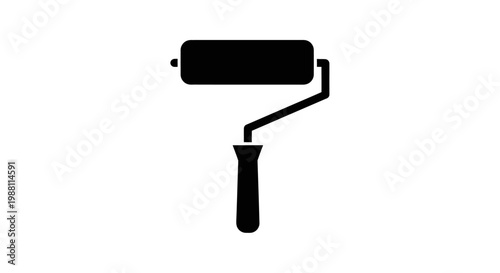 Black paint roller icon on white background