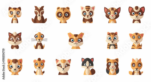 Collection of cartoon tiger faces.