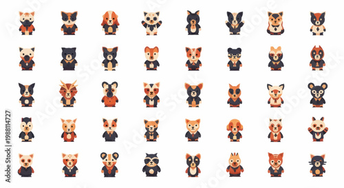 Collection of cat faces emoticons.