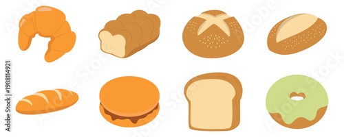 Vector set of diverse bakery products and breads