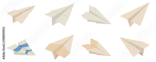 Collection of various paper airplane illustrations