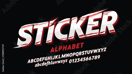 Stylish sticker font displaying the alphabet for creative design projects Vector