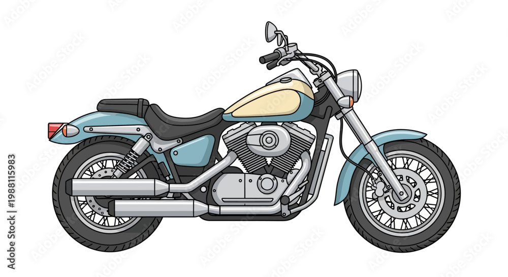 Fototapeta premium A turquoise and beige motorcycle.