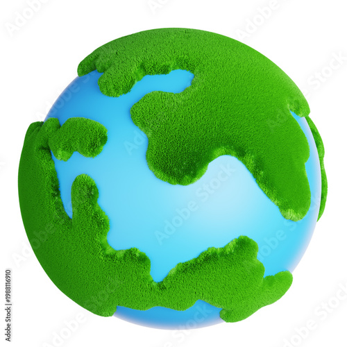 Green Earth Globe Covered in Lush Grass - Symbolizing Nature, Ecology, and Environmental Conservation