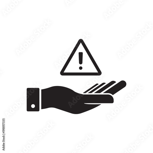 Installation and support icon, flat design best vector icon.Exclamation sign on the palm vector icon