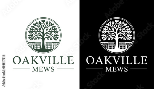 Oakville mews logo design a split contrast of elegance and sophistication