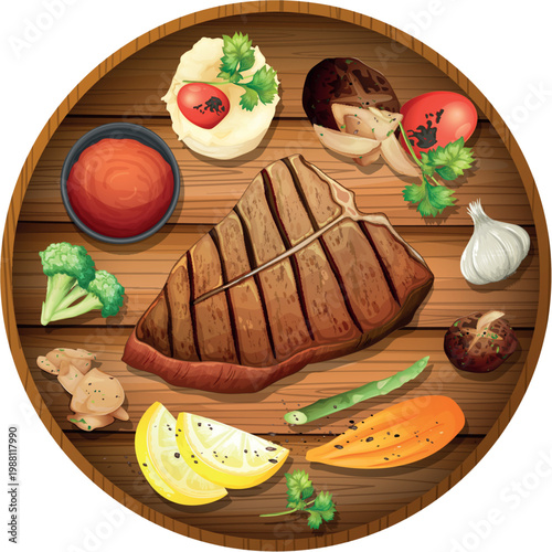 grilled meat with vegetables