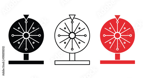 Minimalist clock icons in black white and red colors representing time and punctuality in modern design