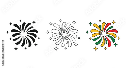 Colorful fireworks display with vibrant bursts and sparkling lights illuminating the night sky