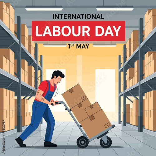 Labour Day Celebration With Hardworking Man In Warehouse