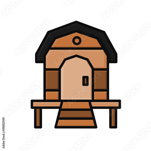 chicken coop simple outline flat icon illustration
