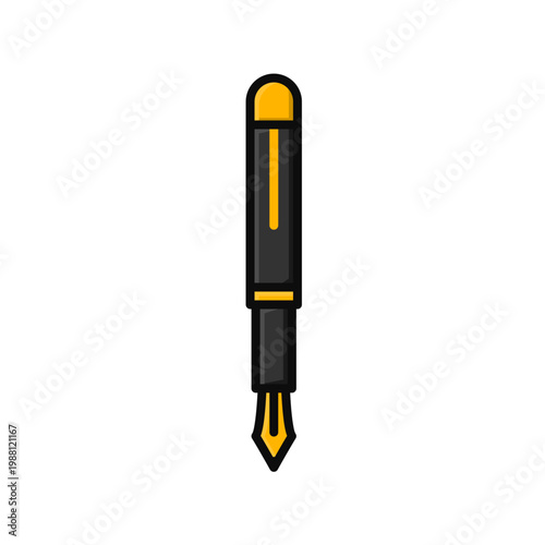 fountain pen simple outline flat icon illustration