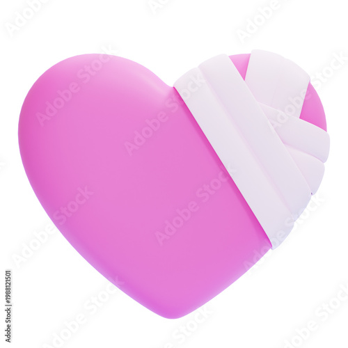 A Pink Heart Bandaged, Symbolizing Healing, Recovery, and Love's Resilience