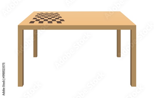 Wooden table with chessboard, color vector illustration. JPEG version.