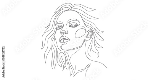 Minimalist line art woman, face illustration, simple drawing, portrait, vector graphics