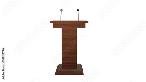 Wooden speaker podium lectern isolated on transparent background for political speech presentation concept