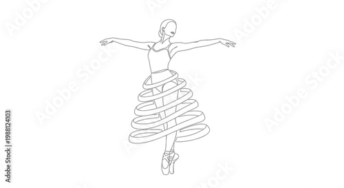 Dancer, ballerina, illustration, line art, minimalist design, vector graphics