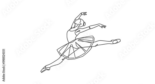 Ballet dancer, leaping ballerina, dancing illustration, vector art