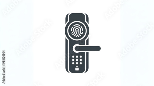 Secure access control icon depicting a futuristic smart door lock with advanced fingerprint recognition