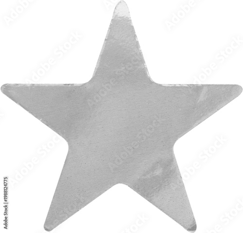 Silver star shape paper sticker label isolated on white background