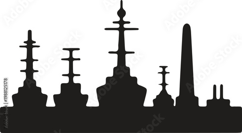 Foto Set of ship silhouettes against transparent background flat vector illustration