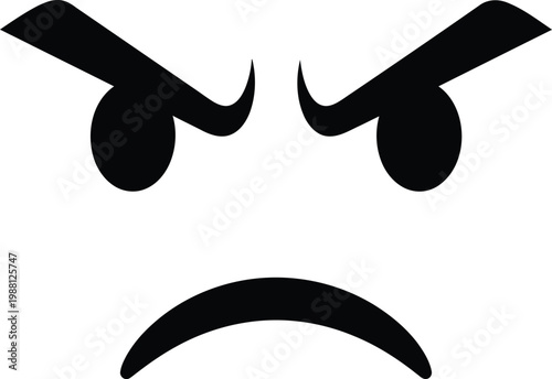 Minimalist black and white illustration of an angry facial expression depicting intense displeasure and frustration