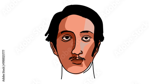 Edgar Degas portrait, flat vector illustration