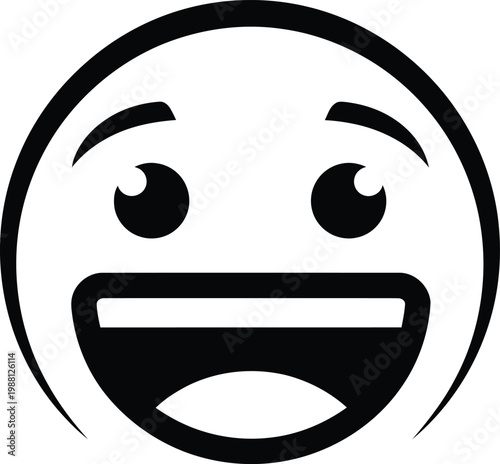 Simple black and white emoticon a classic representation of happiness and joyful expression