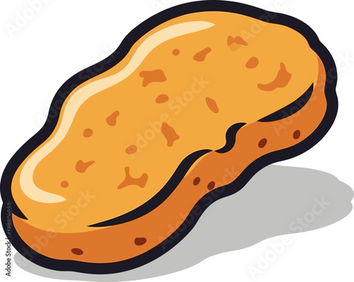 Crispy fried chicken nugget vector illustration