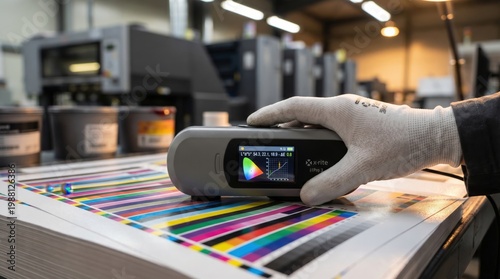 Professional Checking Print Quality with Spectrophotometer on Color Chart