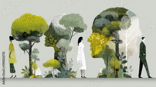 Wallpaper Mural Business people and nature silhouettes merging to represent ecology, sustainability, human connection and growth in a conceptual environmental portrait Torontodigital.ca