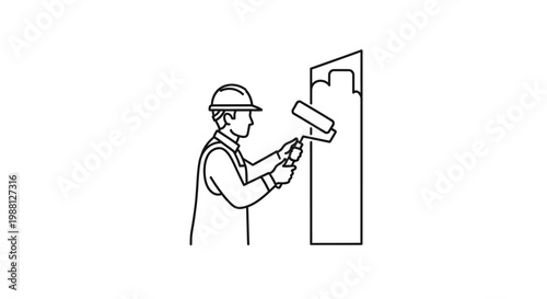 Man painting wall with roller tool.