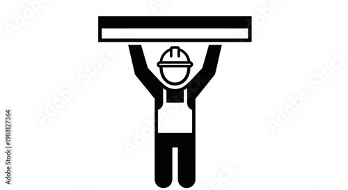 Man holding up a heavy beam.