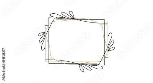 Elegant floral border frame isolated on transparent background