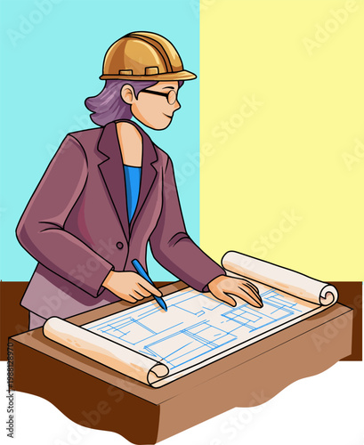 The architect is controlling the project, with blueprints