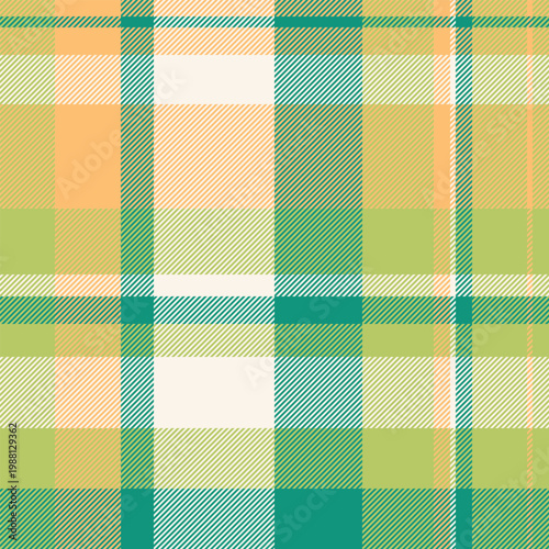 Diverse texture seamless plaid, native tartan textile background. Scottish pattern vector check fabric in lime and old lace colors.