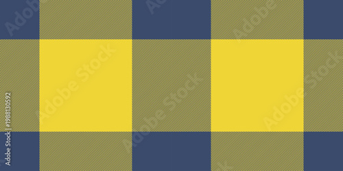 Bandanna textile fabric seamless, sky background vector texture. Christmas tartan check pattern plaid in blue and yellow colors.