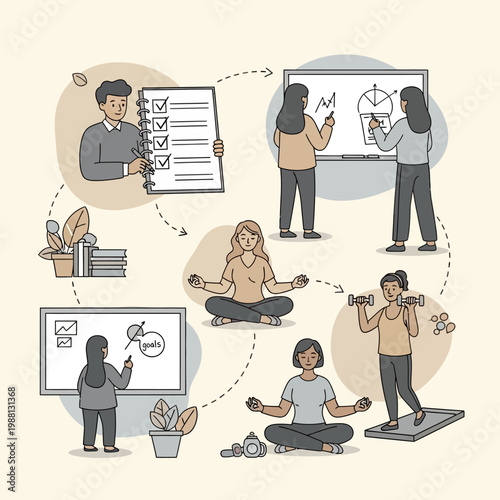 People Practicing Wellness and Productivity Techniques.