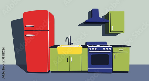 Vintage colorful kitchen appliances