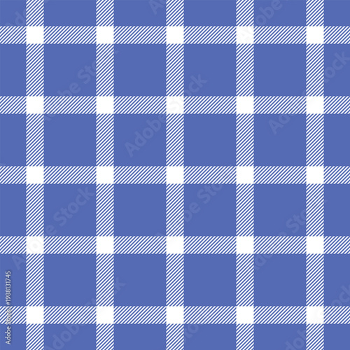 Turkish pattern textile texture, tidy check background tartan. African seamless fabric plaid vector in blue and white colors.