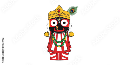 Illustration of jagannath a form of krishna with traditional attire