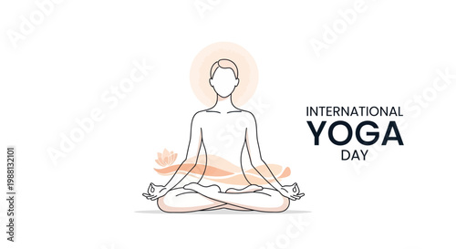 Meditating Yoga Figure in Lotus Pose Silhouette.