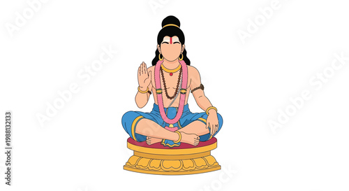 Illustration of lord vishnu seated in a meditative pose with blessings