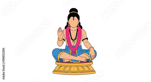 Illustration of a serene hindu deity seated in meditative pose