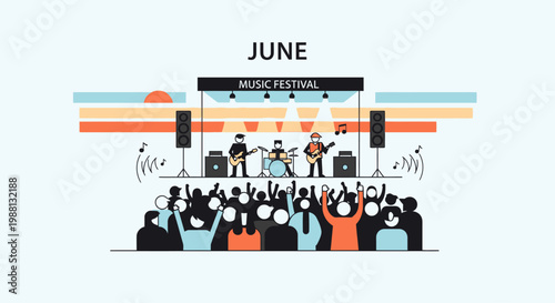 Band Performing Live On Stage At Concert.