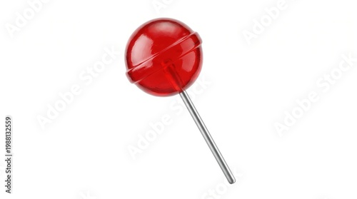 Red lollipop on white background minimalist candy close-up