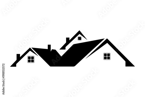 Black Roof Housing Symbol for Real Estate Branding
