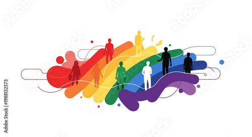 Diverse people standing together united.