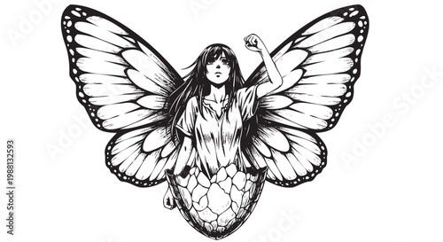 Butterfly Girl Empowerment Illustration