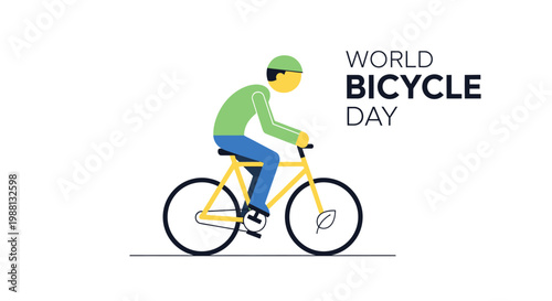 Man Riding Yellow Bicycle Outdoors.